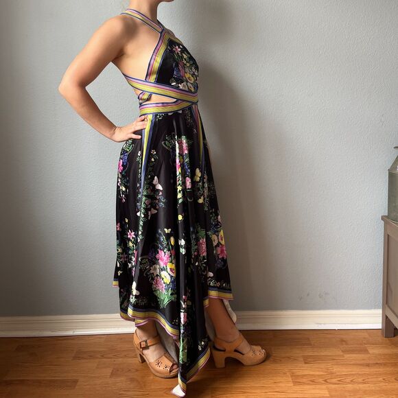 Asos Handkerchief Floral Halter Midi Dress Size 6 - Picture 4 of 9